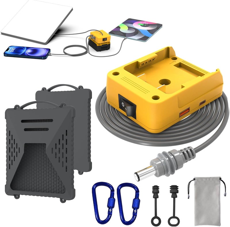 deckit Starlink Mini Battery Adapter – Compatible with DeWalt 20V Battery, 5ft 18AWG with Starlink Mini Protective Silicone Cover Independent Switch, Starlink Accessories - Image 1